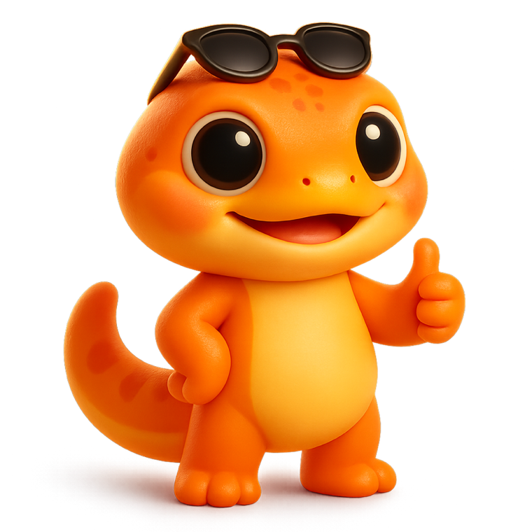 Cue, the friendly TanCue mascot wearing sunglasses and giving a thumbs up